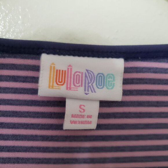 LuLaRoe Irma T Tunic Dolman Sleeve Shirt Size Small Purple Stripe - Picture 4 of 5